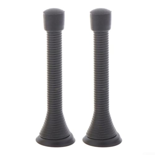 Feder-Türstopper mit Bodenplatte und Schrauben, Metallmaterial für Wand- und Türschutz, flexibles Design, um den Türgriff zu minimieren (schwarz), 2 Stück von CYRENT