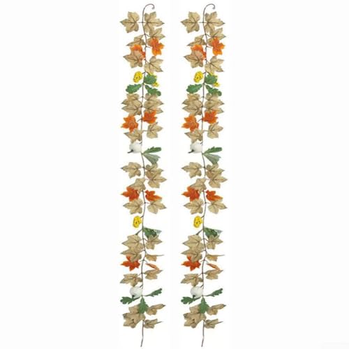 Herbst-Wanddekoration, künstliche Ahornblätter, Herbstlaub, Simulation, Seidenmaterial, lebendige Farbe, hängende Heimdekoration für Wohnzimmer, Tür, Fenster, Erntedankfest, 2 Stück (2-014) von CYRENT
