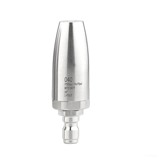 Hochdruckreiniger-Turbo-Düse, 360 Grad drehbar, 1/4 Schnellanschluss, Edelstahl, Hochdruckreiniger für Autos, Einfahrten, Terrassen, Abflüsse, 81 mm, Silber, 1 Stück (040) von CYRENT