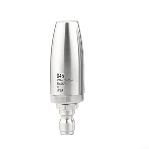Hochdruckreiniger-Turbo-Düse, 360 Grad drehbar, 1/4-Zoll-Schnellanschluss, Edelstahl, Hochdruckreiniger für Autos, Einfahrten, Terrassen, Abflüsse, 81 mm, Silber, 1 Stück (045) von CYRENT