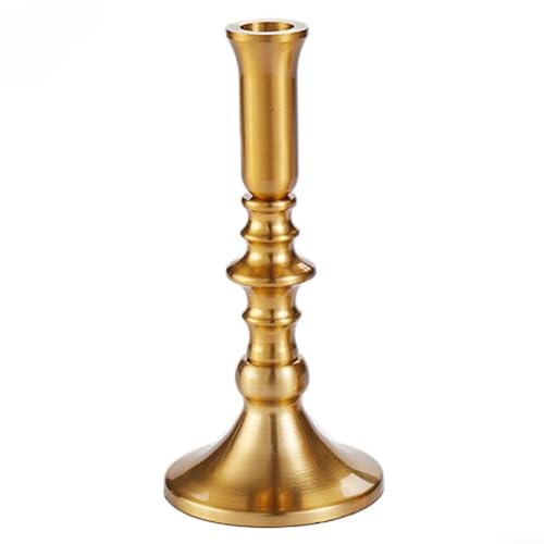 Mini-Kerzenhalter aus Messing für dünne Kerzen – dekorativer Metall-Kerzenständer Gold Heimdekoration 12 cm (L) von CYRENT