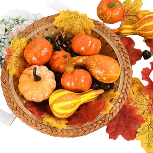 Mini-Schaumstoff-Kürbis-Set, 128 Stück, künstliche Kürbisse, Herbstblätter, Tannenzapfen, Ahornblätter, Halloween, Erntedankfest, Herbst, Tisch, Veranda, Heimdekoration, leicht, 20 x 22 x 8 cm Mini-Schaumstoff-Kürbis-Set, 128 Stück, künstliche Kürbisse, Herbstblätter, Tannenzapfen, Ahornblätter, Halloween, Erntedankfest, Herbst, Tisch, Veranda, Heimdekoration, leicht, 20 x 22 x 8 cm von CYRENT