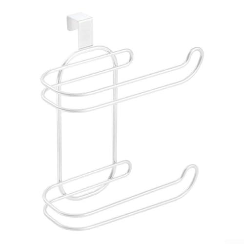 Montierter Toilettenpapierhalter mit Eisenmaterial für Badezimmer, geeignet für Wand- oder WC-Tankmontage (weiß) von CYRENT