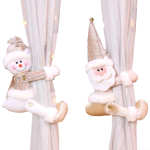 Raffhalter für Weihnachtsvorhänge mit Weihnachtsmann und Schneemann, 3D-Filz-Design zur Verschönerung von Fenster- und Raumdekorationen, 2 Stück Raffhalter für Weihnachtsvorhänge mit Weihnachtsmann und Schneemann, 3D-Filz-Design zur Verschönerung von Fenster- und Raumdekorationen, 2 Stück von CYRENT