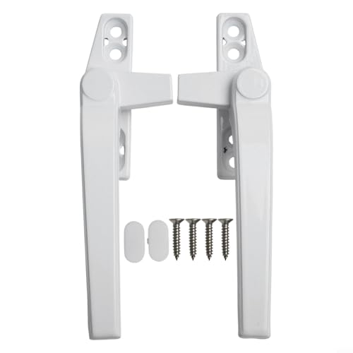 Schiebetüren und Fenstergriffe, Ersatz-Hardware-Set, 2 Stück, geeignet für Flügelschlösser, mit sicherer Verriegelung und Aluminiumlegierungsmaterial (weiß) von CYRENT