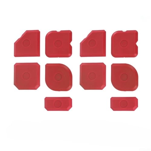 Silikon-Abdichtungswerkzeug-Set, 10-teilig, mehrkantige Schaber für präzise Dichtungsanwendung in Küche, Bad, Fenster, flexibles ABS-Material, blau, rot, 20 x 10 x 2 cm (rot) von CYRENT