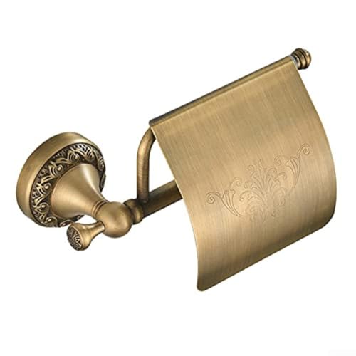 Toilettenpapierhalter Messing Wandhalterung Retro Badezimmer Rostbeständig Stabil Einfache Installation Passend für Standardrollen Sichere Kanten 19,5 x 6 x 11,5 cm von CYRENT