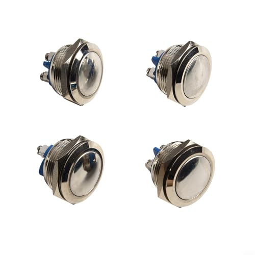 Türklingel-Druckknopfschalter aus Metall mit Selbstwiederherstellung und Schrauben-Set für Türklingel-Ersatz, 4 Stück Türklingel-Druckknopfschalter aus Metall mit Selbstwiederherstellung und Schrauben-Set für Türklingel-Ersatz, 4 Stück von CYRENT