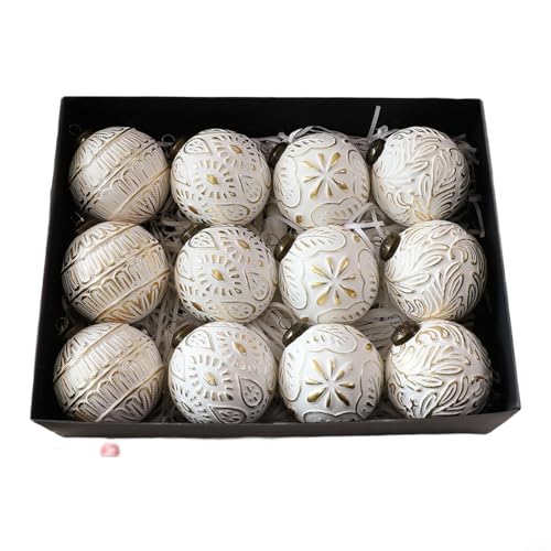 Vintage-Weihnachtskugel für Baumschmuck, leichter und bruchsicherer Kunststoff mit rustikalem Kupfer-Finish für den Urlaub (weiß) von CYRENT