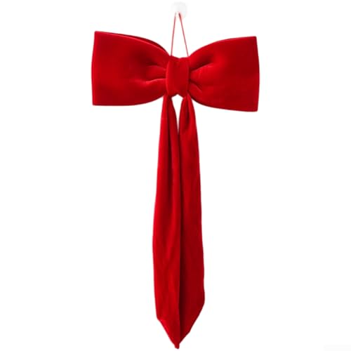 Weihnachts-Samtschleife, Baumschmuck, weicher Stoff, minimalistisch, dekorative Schleife, rot, grün, modern, festlich, Fenster-Hängedesigns, verschiedene Größen, 28 x 12 cm bis 60 x 40 cm (30 cm rot) von CYRENT