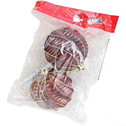Weihnachtsbaumschmuck, Kunststoffkugel, aufwendiges Schneeflocken-Design, leicht, hängende Dekoration, festlich, Gold, Rot, Braun, Lila, 6/8 cm, PVC-Material für Zuhause, Büro, Urlaub, Party (C) von CYRENT