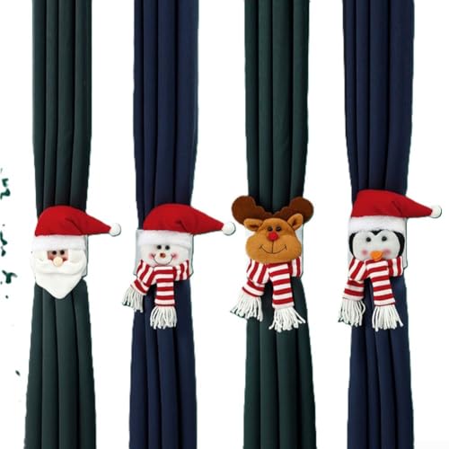 Weihnachtsmann-Vorhang-Raffhalter, Plüsch, Weihnachtsdekoration, sichere Vorhänge, Urlaubsdekoration, einfach zu installieren, 4 Stück, rot, weiß, khaki, festlich, Zuhause, Winterparty Weihnachtsmann-Vorhang-Raffhalter, Plüsch, Weihnachtsdekoration, sichere Vorhänge, Urlaubsdekoration, einfach zu installieren, 4 Stück, rot, weiß, khaki, festlich, Zuhause, Winterparty von CYRENT