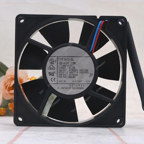 CYRMZAY kompatibel für TYP 3412 GL 3412GL 12V 1.3W 9225 9cm 2-Wire Kühlung Lüfter CYRMZAY kompatibel für TYP 3412 GL 3412GL 12V 1.3W 9225 9cm 2-Wire Kühlung Lüfter von CYRMZAY