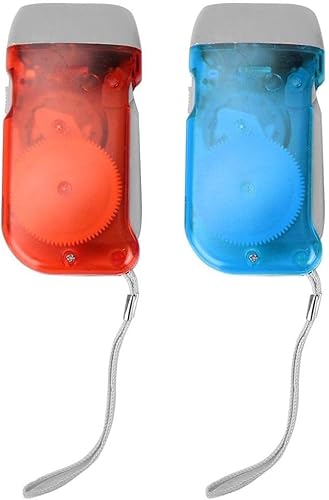 CYSFETENA 1 Paar Camping taschenlampe handkurbel,ABS Material LED Outdoor taschenlampe notfallvorsorge,Mini Tragbare kurbeltaschenlampe für Camping Wandern Outdoor (Rot+Blau) von CYSFETENA