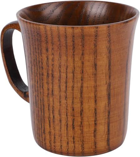 CYSFETENA 280ml Hölzerne Kaffeetasse, Natürlichem Jujube-Holz Lack Holzbecher,Multi-funktions Holz Becher mit Isoliertem Griff für Tee, Kaffee, Whiskey und Mehr von CYSFETENA