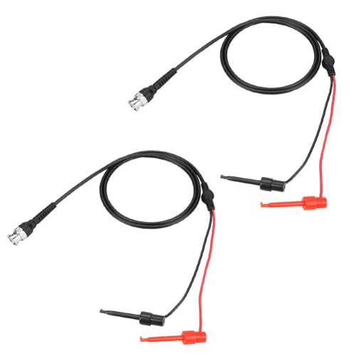 CYSFETENA 2er Set BNC auf Dual Test-Haken Sonde Oszilloskop Kabel, 50Ω Koaxial Kabel für Oszilloskop Test, Langlebig & Stabil, 110 cm Länge von CYSFETENA
