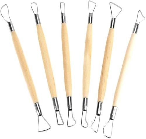 CYSFETENA 6 Modelle Hölzerne Töpfer Werkzeug, Doppelkopf Modelliermasse Werkzeug, Vielseitige Sculpting Werkzeug für Ton, Kunstprojekte, Skulpturen und Andere Bastelprojekte von CYSFETENA