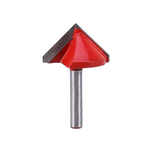 CYSFETENA 90 Grad V Nutfräser,6 MM Schaft 32 Mm Breite Linksschneidende Doppelkante Unterwärts-Fräse,Rot Solide Legierung Ent Fräser Holzbearbeitungswerkzeug für CNC Gravur von CYSFETENA