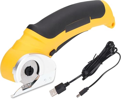CYSFETENA Schnurlose Elektrische, Edelstahl Kartonschneider Elektrisch mit Sicherheitssperrschalter, Automatischer Schärfung USB Elektrische Teppichschere für Stoffe, Schwämme von CYSFETENA