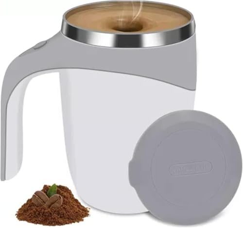 CYSFETENA Selbstrührende Tasse 380ML, Automatische Magnetrühr Kaffeetasse aus 304 Edelstahl, Selbstmischende Tasse mit Deckel für Kaffee, Tee und heiße Getränke für Zuhause Büro von CYSFETENA