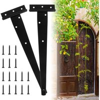 Cyslmuk - 2 Stück robuste Türscharniere, 12 Zoll T-Scharniere, robuste Garagentorscharniere, schwarze T-Scharniere mit Schrauben, Cyslmuk - 2 Stück robuste Türscharniere, 12 Zoll T-Scharniere, robuste Garagentorscharniere, schwarze T-Scharniere mit Schrauben, von CYSLMUK