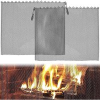 2er-Pack Kamin-Netzvorhang, Feuerkette mit Schnörkelmuster, Feuerschutz aus Metall (24×20 Zoll) von CYSLMUK