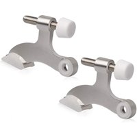 Cyslmuk - 2er-Pack Scharnierstift-Türstopper, gebürstetes, satiniertes Nickel – verstellbarer, robuster Scharnierstift-Türstopper mit weißen von CYSLMUK