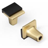 2er-Pack schwarze und goldene Schrankgriffe, schwarze Schubladenknöpfe, Küchenschubladengriffe, quadratische Zinklegierungsbeschläge für Türen, von CYSLMUK