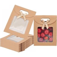 4,7' x 2,4' x 6,25' 24 Stück leere Kraftpapiertüten, Stand-Geschenktüten mit Griffen, braune Geschenktüten mit klarem Fenster zum Verpacken von von CYSLMUK