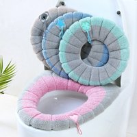 4 Stück Toilettensitzkissen Toilettensitzkissen Stoff Toilettenbezug Warmer Toilettenvorleger Stretchbezug Waschbarer Schutzbezug für Toilettendeckel von CYSLMUK