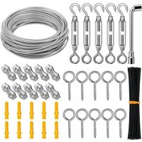 Aufhängeset aus Edelstahldrahtseil, 30 m/3 mm Drahtseil, Gartenkabelset, Bilderkabel, Zaunset, Hochleistungsstahlkabel, Drahtspannschloss und Haken, Aufhängeset aus Edelstahldrahtseil, 30 m/3 mm Drahtseil, Gartenkabelset, Bilderkabel, Zaunset, Hochleistungsstahlkabel, Drahtspannschloss und Haken, von CYSLMUK
