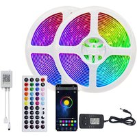 15 m LED-Streifen (1 x 15 m), RGB-LED-Streifen, mehrfarbiges LED-Licht, mit 44-Tasten-App-Fernbedienung, Synchronisierung mit Musik, für Dekoration, von CYSLMUK