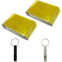 2 Notfall-Überlebensdecken, Notfall-Schlafsäcke, warme, wasserdichte Decke, geeignet für Outdoor-Camping und Wandern, 2 kostenlose 2 Notfall-Überlebensdecken, Notfall-Schlafsäcke, warme, wasserdichte Decke, geeignet für Outdoor-Camping und Wandern, 2 kostenlose von CYSLMUK