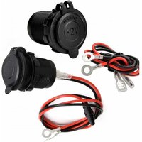 Cyslmuk - 2er-Pack Zigarettenanzünder-Steckdose, wasserdicht, Marinequalität, wasserdicht für Boot, Motorrad, Auto, mit 61 cm langem 12 V/24 v von CYSLMUK