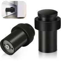 Cyslmuk - 2er-Pack schwarze, robuste Türstopper aus Edelstahl – dekorativer Wandschutz aus Vollgummi für Fußleisten – 65 mm von CYSLMUK