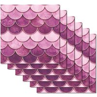 Cyslmuk - 6 Stück rosa Fischschuppen (15 x 15 cm) – selbstklebende Fliesen für Küche, Wohnzimmer, Bad und Innendekoration. Selbstklebendes pvc von CYSLMUK