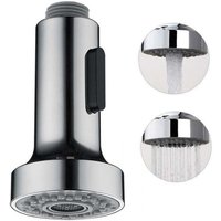 Cyslmuk - Ausziehbare Spülbrause mit Stoppknopf, gebürsteter Sprühkopf, 2 Düsen für Küchenspüle-Wasserhahn, Silber von CYSLMUK