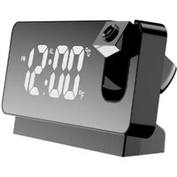 Cyslmuk - Projektionswecker für Schlafzimmer, digitaler Radiowecker mit 0–100 % Dimmer und 2 USB-Ladeanschlüssen, 180° drehbarer Projektor, von CYSLMUK