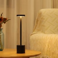 Cyslmuk - Schwarze kabellose LED-Tischlampe, wiederaufladbare kleine Schreibtischlampe aus Metall, 2 Dimmstufen, modernes Schlafzimmer im von CYSLMUK