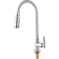 Cyslmuk - Wasserhahn für Küchenspüle im Freien – 360° drehbarer Einloch-Kaltwasser-Küchenhahn, Waschtischhahn mit flexiblem Hals, Barhahn, von CYSLMUK