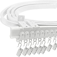 Gardinenstange, flexible Deckenvorhangschiene für Erkerfenster, ca. 5 m, faltbare, gebogene, stabile Kunststoff-Wandhalterung für Raumteiler Gardinenstange, flexible Deckenvorhangschiene für Erkerfenster, ca. 5 m, faltbare, gebogene, stabile Kunststoff-Wandhalterung für Raumteiler von CYSLMUK