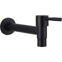 Cyslmuk - Mopp-Pool-Wasserhahn, schwarzer Wand-Wasserhahn, Wand-Wasserhahn, Kaltwasser-Wasserhahn, Badezimmer-Waschbecken, langer Balkon (schwarz) von CYSLMUK