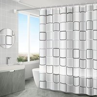 Schnell trocknender Duschvorhang, maschinenwaschbares, wasserdichtes Polyestergewebe, halbtransparente Badezimmervorhänge mit 12 Haken, 180 x 200 cm, von CYSLMUK