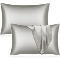 Set mit 2 Satin-Kissenbezügen – grauer Kissenbezug für Haare und Haut, Standardgröße mit Hotelverschluss, 51 x 66 cm Set mit 2 Satin-Kissenbezügen – grauer Kissenbezug für Haare und Haut, Standardgröße mit Hotelverschluss, 51 x 66 cm von CYSLMUK