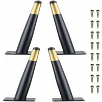 Set mit 4 Möbelbeinen, 10 cm, Metall-Stuhl- und Tischfüße mit leiser, rutschfester Basis, Schwarz + Gold von CYSLMUK