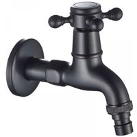 Waschmaschinen-Wasserhahn aus Messing mit G1/2-Spülbeckenauslauf – antiker Mopp-Wasserhahn mit Kreuzgriff für Gartenspüle (schwarz) von CYSLMUK