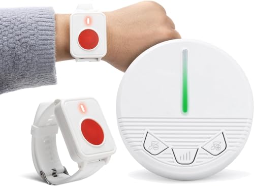 Wireless Personal Alarm für ältere Menschen Caregiver Pager Notruf Glocke Taste Alarm System 500ft mit 2 Handgelenk-Taste1 Plugin-Empfänger von CYSSJF