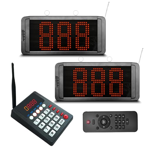 Wireless Queue Calling System Restaurant Pager System - Take Number Anzeige System Kundennummer System für Restaurant Krankenhaus Bank Warteschlangen Management (1 Calling Keypad + 2 Display) von CYSSJF
