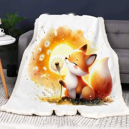 CYSYLQW Fuchs Decke 150x200 cm kuscheldecke Kinder Fuchs Fleecedecke Wohndecke 3D Drucken Wald Wild Fuchs Flauschig Decke Sofadecke 130x150 cm Couchdecke Tagesdecke (5,150 x 200 cm) von CYSYLQW