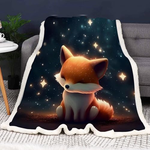 CYSYLQW Fuchs Decke 150x200 cm kuscheldecke Kinder Fuchs Fleecedecke Wohndecke 3D Drucken Wald Wild Fuchs Flauschig Decke Sofadecke 130x150 cm Couchdecke Tagesdecke (6,150 x 200 cm) von CYSYLQW